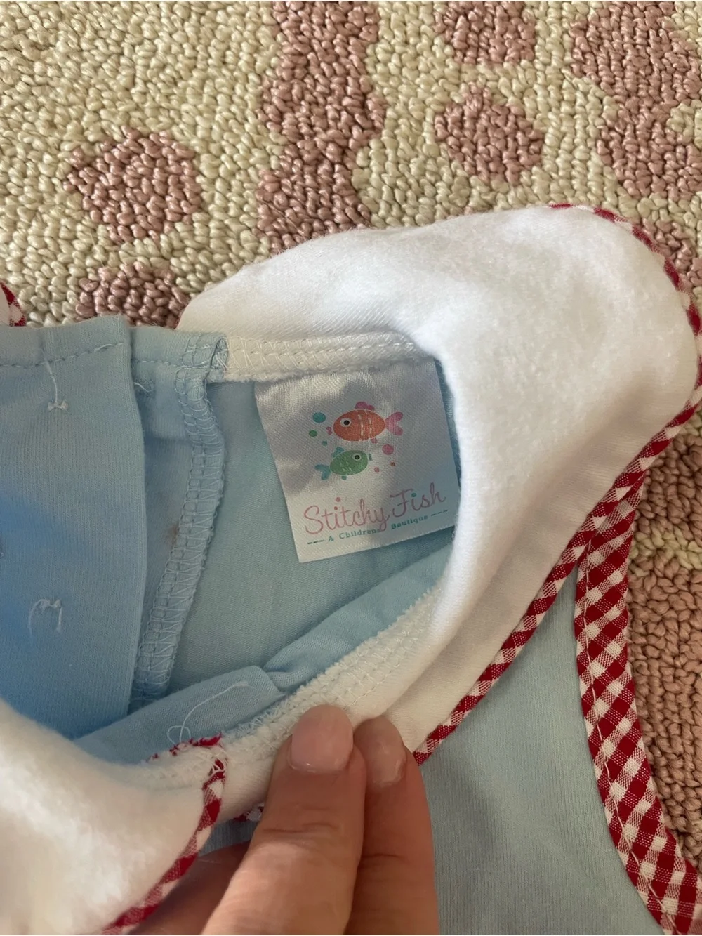 Blue Apple Appliqué Sleeveless bloomer set